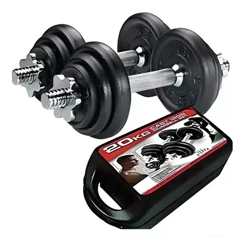 Kit 2 Mancuernas 12 Discos de 20 Kilos